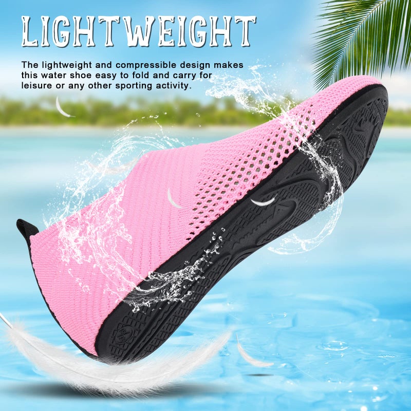 ANLUKE Barefoot Quick-Dry Water Sports Shoes Aqua Socks for Swim Beach Pool Surf Yoga for Women Men (38/39, KPink) - Image 5